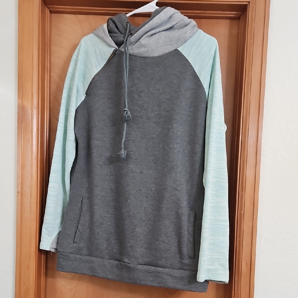 Ampersand Gray and Light Green Hoodie